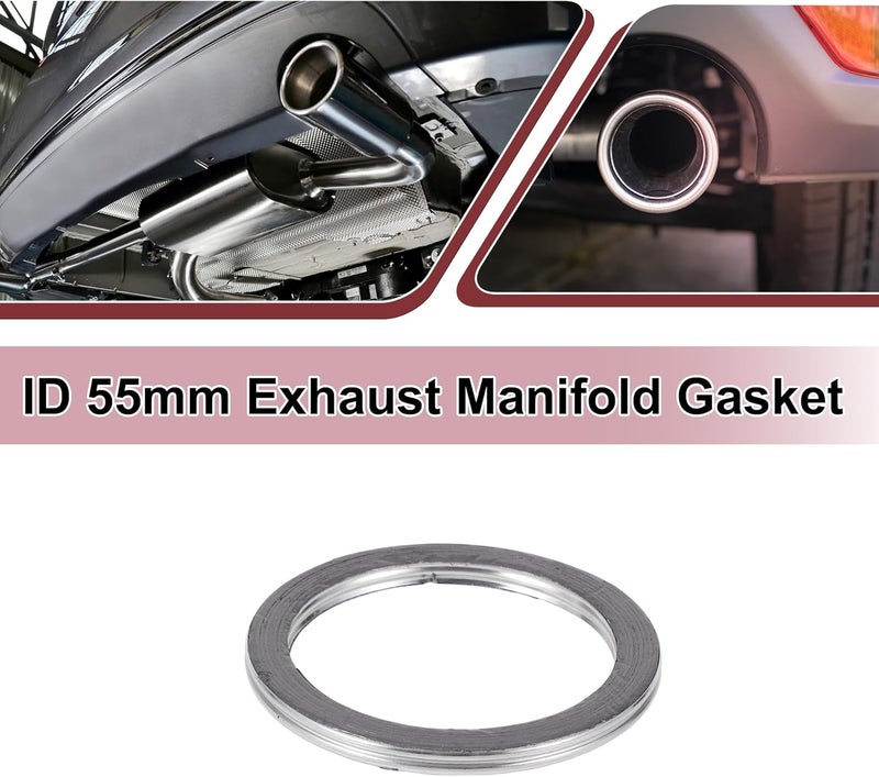 REPAIROCK ID 55mm Exhaust Manifold Gasket Prevent Leak Noise Exhaust Donut Gasket Muffler Ring Exhaust Flange Gasket for Car SUV Truck Graphite Stainless Steel - Image 2
